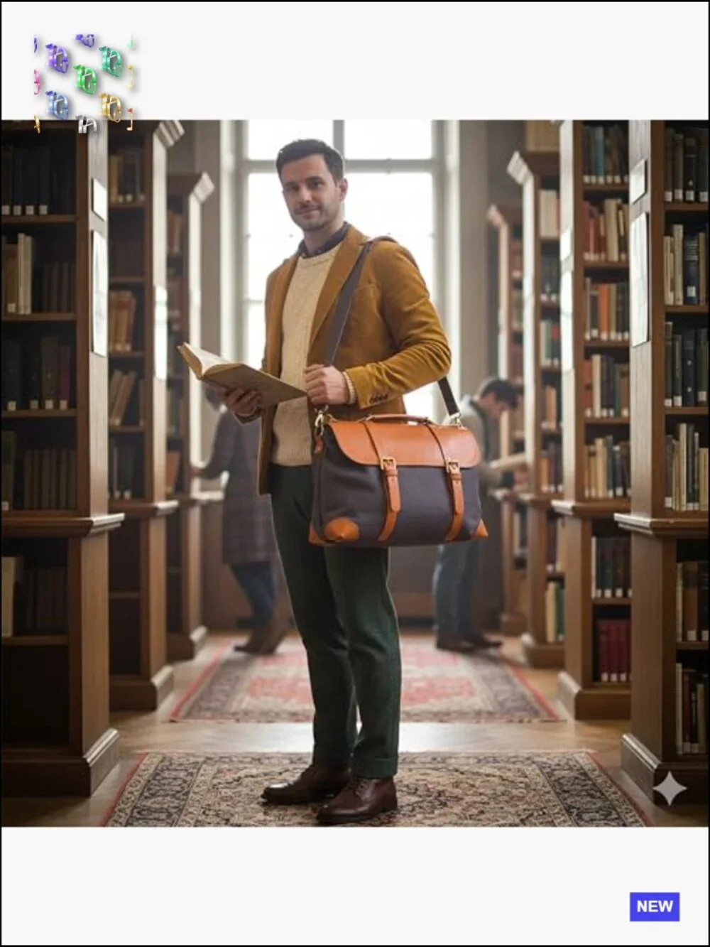 Canvas & Full Grain Leather Crossbody Bag Handmade Artisan Messenger Laptop